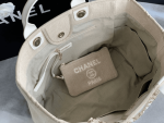 Chanel Mixed Fibers Calfskin Deauville Tote Light Grey - Image 6