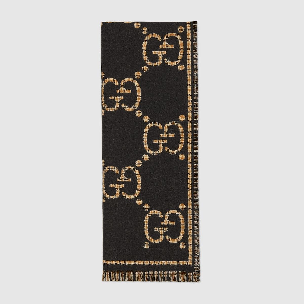 10001-31-1.jpg Gucci Check GG wool scarf - Image 1