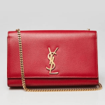 Saint Laurent Red Grained Leather Monogram Medium Kate Flap Bag