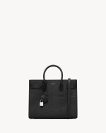 Saint Laurent small sac de jour bag in black crocodile-embossed leather