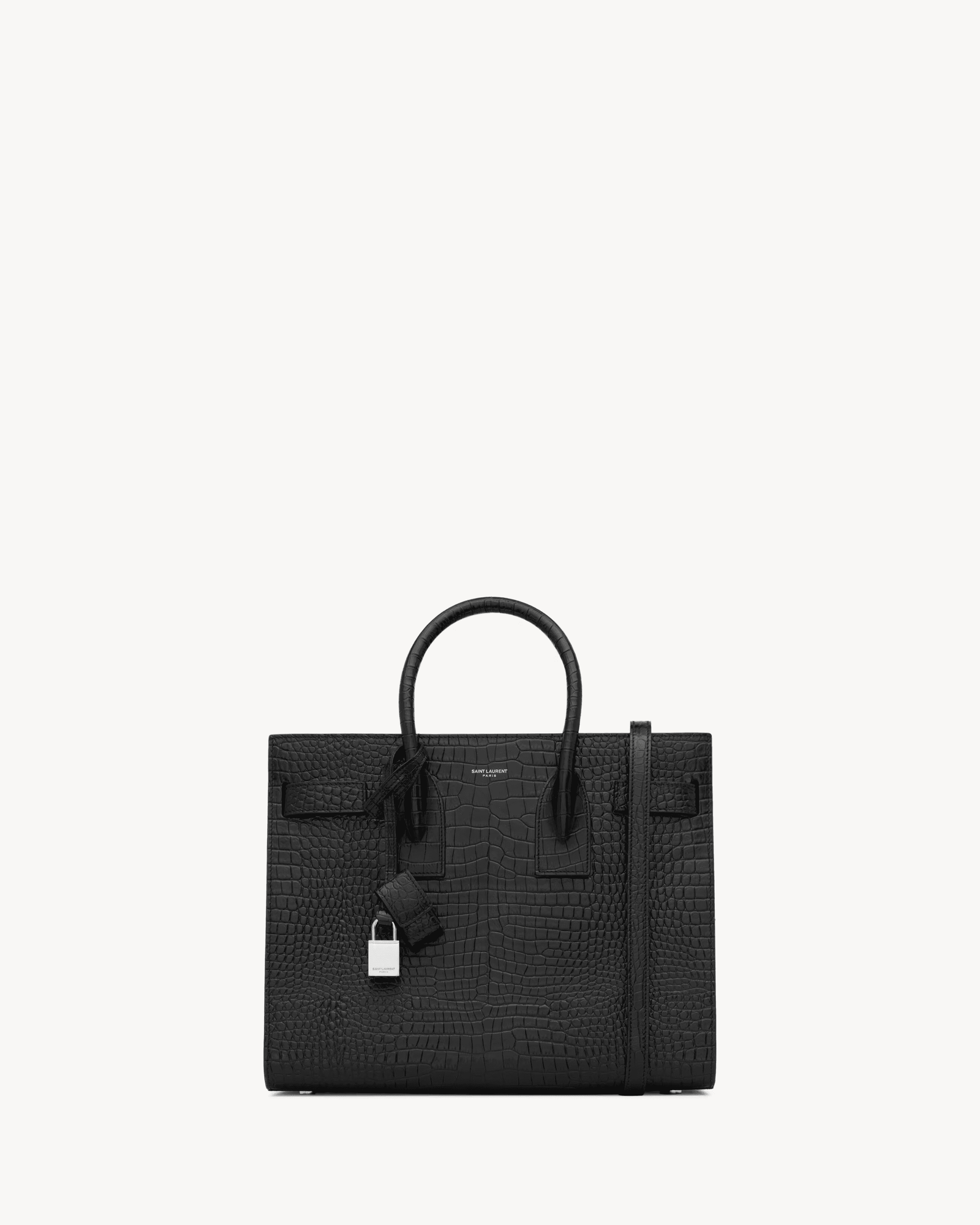 106b464554685974c8b54715d19b82ae.png Saint Laurent small sac de jour bag in black crocodile-embossed leather - Image 1