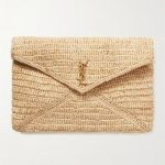 Saint Laurent Cassandre Large Envelope Pouch in Raffia