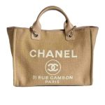 CHANEL Deauville Tote Small Beige Canvas
