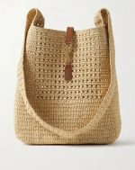 Saint Laurent Le 5 À 7 in Raffia Crochet and Smooth Leather - Image 2