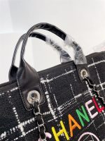 Chanel Rainbow Black Tweed Deauville Tote Black - Image 9