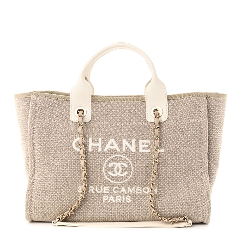 363c8af9a616e4e74627b2d1c1faf003.jpg Chanel Mixed Fibers Calfskin Deauville Tote Light Grey - Image 1