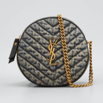 Saint Laurent Round Quilted Denim Crossbody Bag