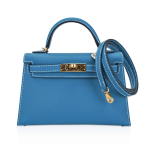 Hermès Mini Kelly Bleu Jean Epsom Gold Hardware