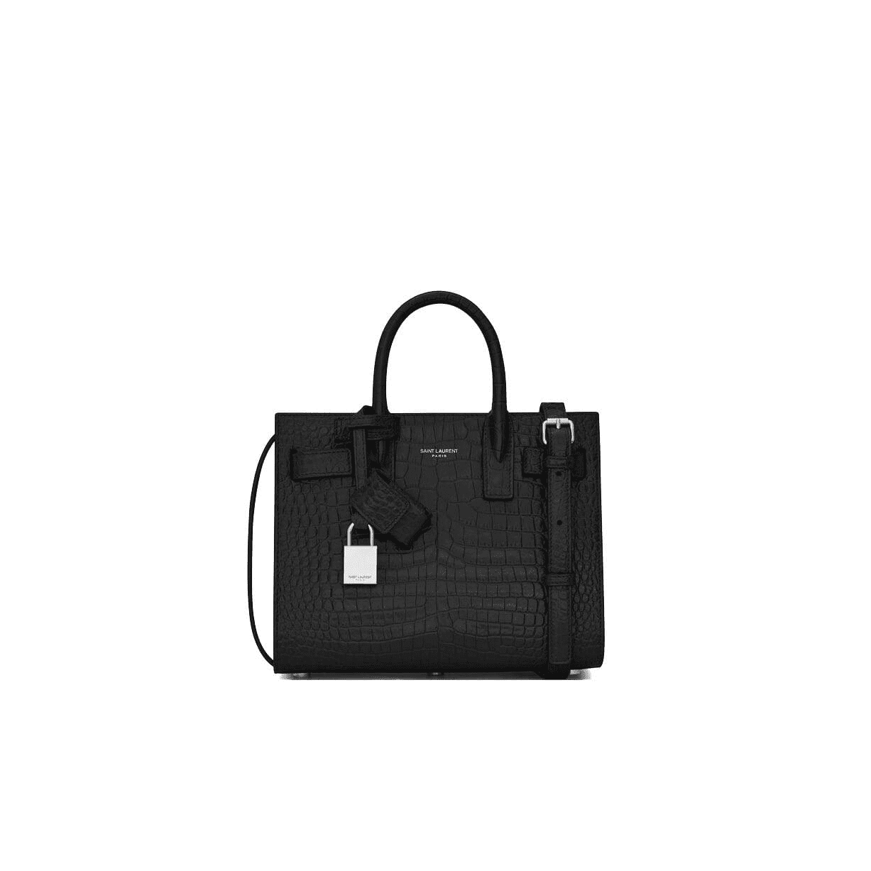 4a51c48a4640b20cd.png Saint Laurent SAC DE JOUR NANO CROCODILE-EMBOSSED LEATHER BAG - Image 1