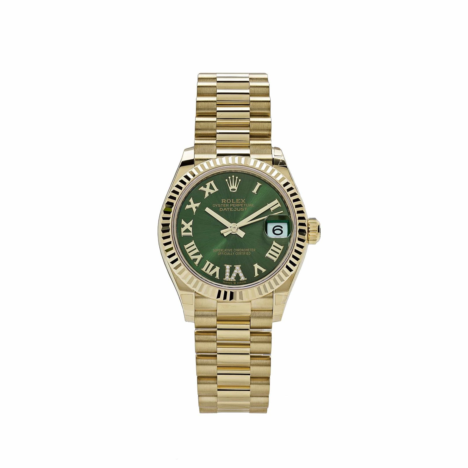 4osDE8e1-rolex-datejust-278278-yellow-gold-diamond-green-dial-president-2023-rolex-43627810455796.jpg Rolex Datejust 31 278278 ‘Ladies’ Yellow Gold Diamond Green Dial President (2023) - Image 1