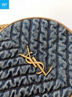 Saint Laurent Round Quilted Denim Crossbody Bag - Image 10