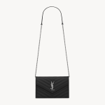 SAINT LAURENT CASSANDRE ENVELOPE CHAIN WALLET IN GRAIN DE POUDRE LEATHER