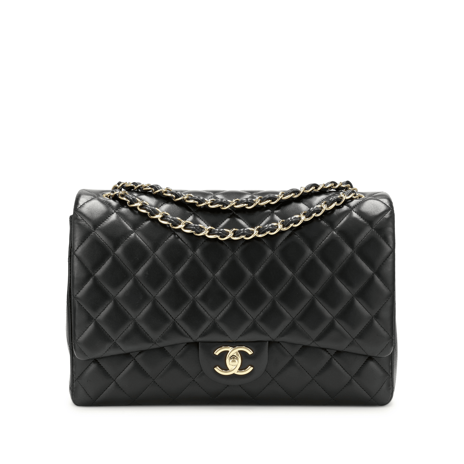 614097f96104cf79c53f6f3430277d7.png CHANEL Classic Maxi Handbag LAMBSKIN & GOLD METAL - Image 1