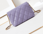 Chanel  Shiny Lambskin Quilted Mini Pearl Logo Flap Light Purple - Image 4