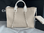Chanel Mixed Fibers Calfskin Deauville Tote Light Grey - Image 4