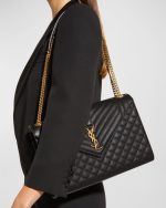 Saint Laurent Envelope Triquilt Large YSL Shoulder Bag in Grained Leather - Image 2