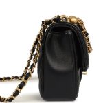 Chanel Mini Square Pearl Crush Flap Bag Black Lambskin Brushed Gold Hardware - Image 5