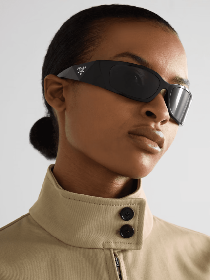 PRADA EYEWEAR Rectangular-frame acetate sunglasses