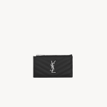 Saint Laurent Cassandre quilted fragments card case in grain de poudre leather