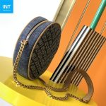 Saint Laurent Round Quilted Denim Crossbody Bag - Image 4