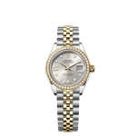 Rolex Lady-Datejust Silver Diamond Dial, Diamond Bezel, Steel & Gold, 279383RBR