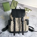 GUCCI Supreme Monogram Double Buckle Backpack Beige Black - Image 2