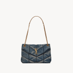 SAINT LAURENT PUFFER SMALL IN SUEDE AND DENIM