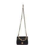 Chanel Mini Square Pearl Crush Flap Bag Black Lambskin Brushed Gold Hardware - Image 3