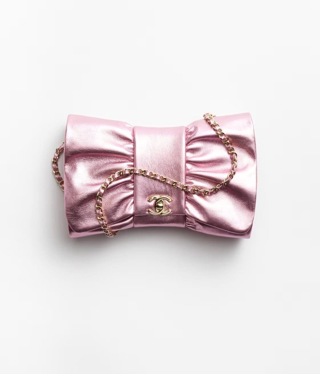 I76MAEs1-B1WH5E1@K92HFCMWTC90B.jpg CHANEL Clutch Metallic Lambskin & Gold-Tone Metal Pink - Image 1