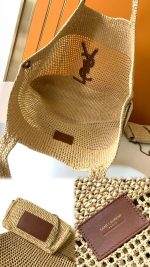 SAINT LAURENT ICARE IN RAFFIA NATUREL AND BROWN GOLD - Image 4