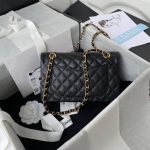 CHANEL SMALL CLASSIC HANDBAG Grained Calfskin & Gold Metal (top quality) - Image 3