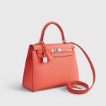 Hermès Kelly 25 Epsom Rose Texas Sellier Palladium Hardware - Image 2