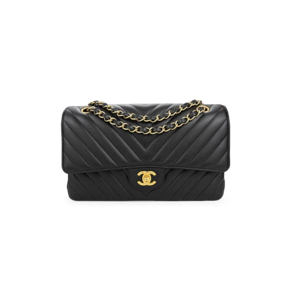 MZvySw82-1-1158-937x937-1.jpg Chanel Classic Chevron Tweed Medium Flap Glod - Image 1