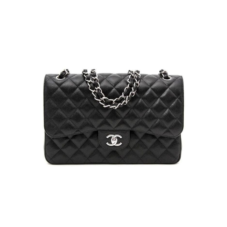 OdgLGG7y-1-772-937x937-1.jpg CHANEL LARGE CLASSIC HANDBAG Grained Calfskin & Silver Metal - Image 1