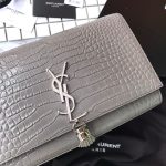 Saint Laurent Grey Crocodile Embossed Kate Medium - Image 5
