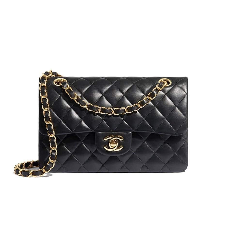 QSvxwkSF-1-437-937x937-1.jpg CHANEL SMALL CLASSIC HANDBAG LAMBSKIN & GOLD METAL - Image 1