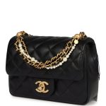 Chanel Mini Square Pearl Crush Flap Bag Black Lambskin Brushed Gold Hardware - Image 7