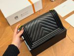CHANEL Calfskin Chevron Quilted Medium Boy Flap Black - Image 5