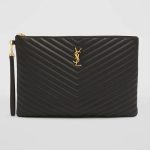 Saint Laurent YSL Monogram Large Pouch in Smooth Leather