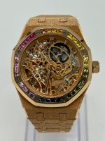Audemars Piguet Royal Oak 15468OR.YG.1259OR.01 Openworked Frosted Rose Gold Rainbow Bezel - Image 3