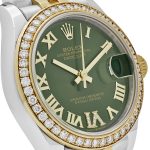 Rolex Datejust 31 278383RBR ‘Ladies’ Yellow Gold Stainless Steel Green Roman Dial Diamond Bezel - Image 4