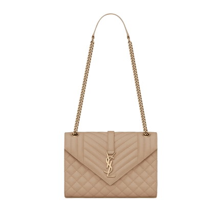 Saint Laurent ENVELOPE MEDIUM IN QUILTED GRAIN DE POUDRE EMBOSSED LEATHER