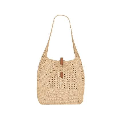 Saint Laurent Le 5 À 7 in Raffia Crochet and Smooth Leather