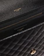 Saint Laurent Envelope Triquilt Large YSL Shoulder Bag in Grained Leather - Image 3