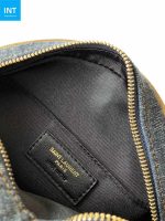 Saint Laurent Round Quilted Denim Crossbody Bag - Image 9