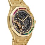 Audemars Piguet Royal Oak 15412BA.YG.1224BA.01 Rainbow Baguette Frosted Yellow Gold Double Balance Wheel - Image 4