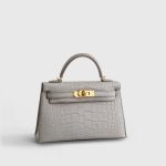 Hermès Kelly Mini Alligator Gris Perle Matte Gold Hardware