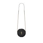 SAINT LAURENT VINYLE ROUND QUILTED GRAIN LEATHER ROUND BAG