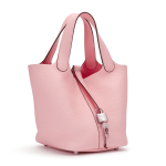 Hermès Rose Sakura Clemence Picotin 18 Palladium Hardware - Image 3