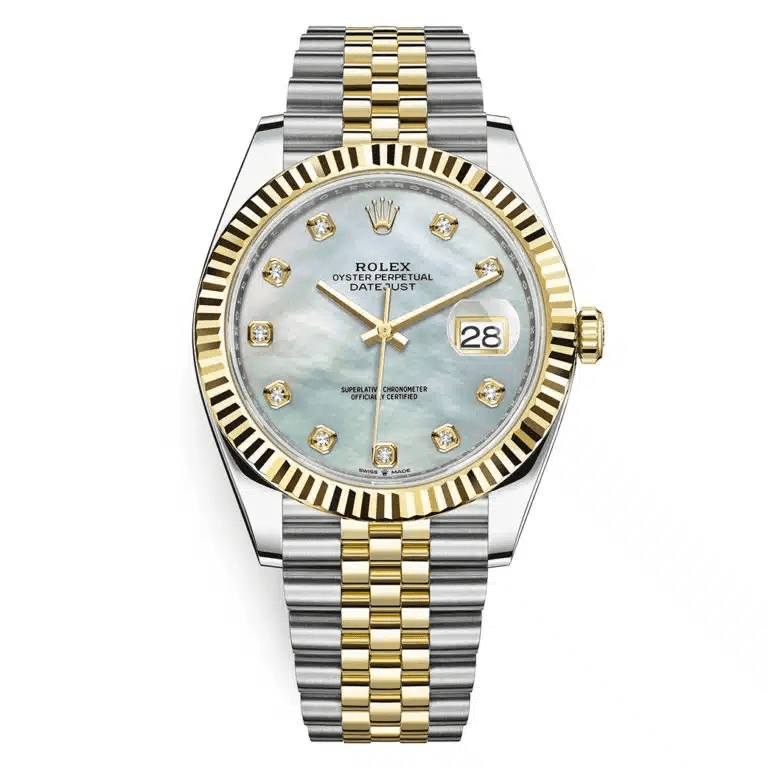 e55bb7495c6602810fd3ff56dc763185.png Rolex Datejust 126333 White MOP Diamond Jubilee 41mm - Image 1